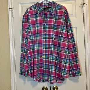 Mens Ralph Lauren pink plaid button down shirt